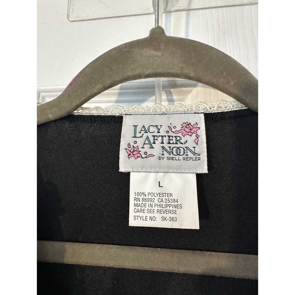 Lacy Afternoon By Shell Kepler Black Lacy Whimsigoth Witchy Wrap Duster Size L - Picture 4 of 8